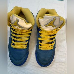 Blue and Yellow Air Jordan retro 5 Sneakers